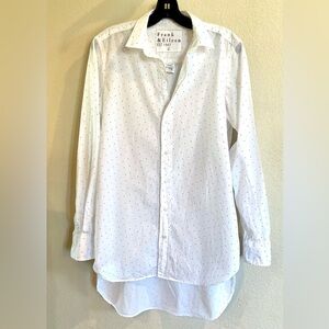 Frank & Eileen Grayson Button Down Shirt White w/ Mini Hearts Size Large